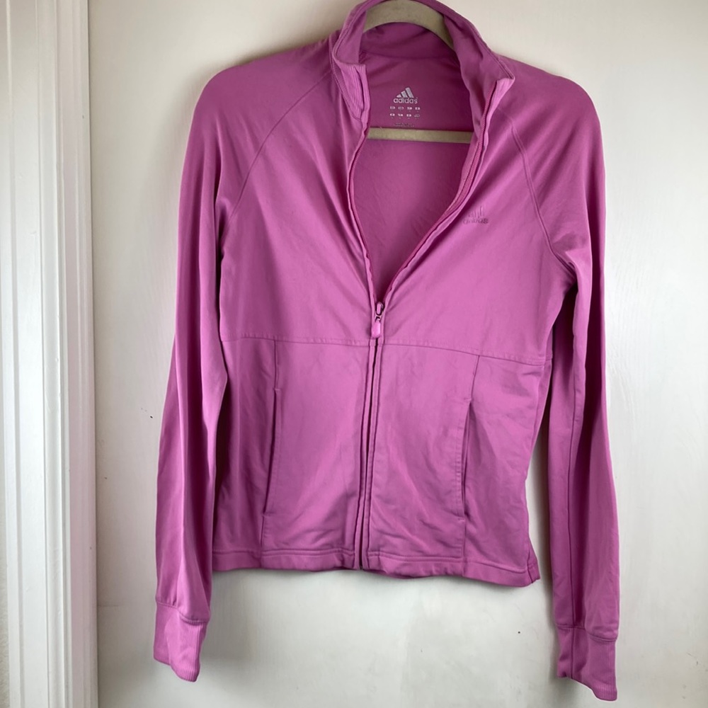 *Adidas Mauve Pink Mock Neck Zip Up Small Athletic Jacket A175